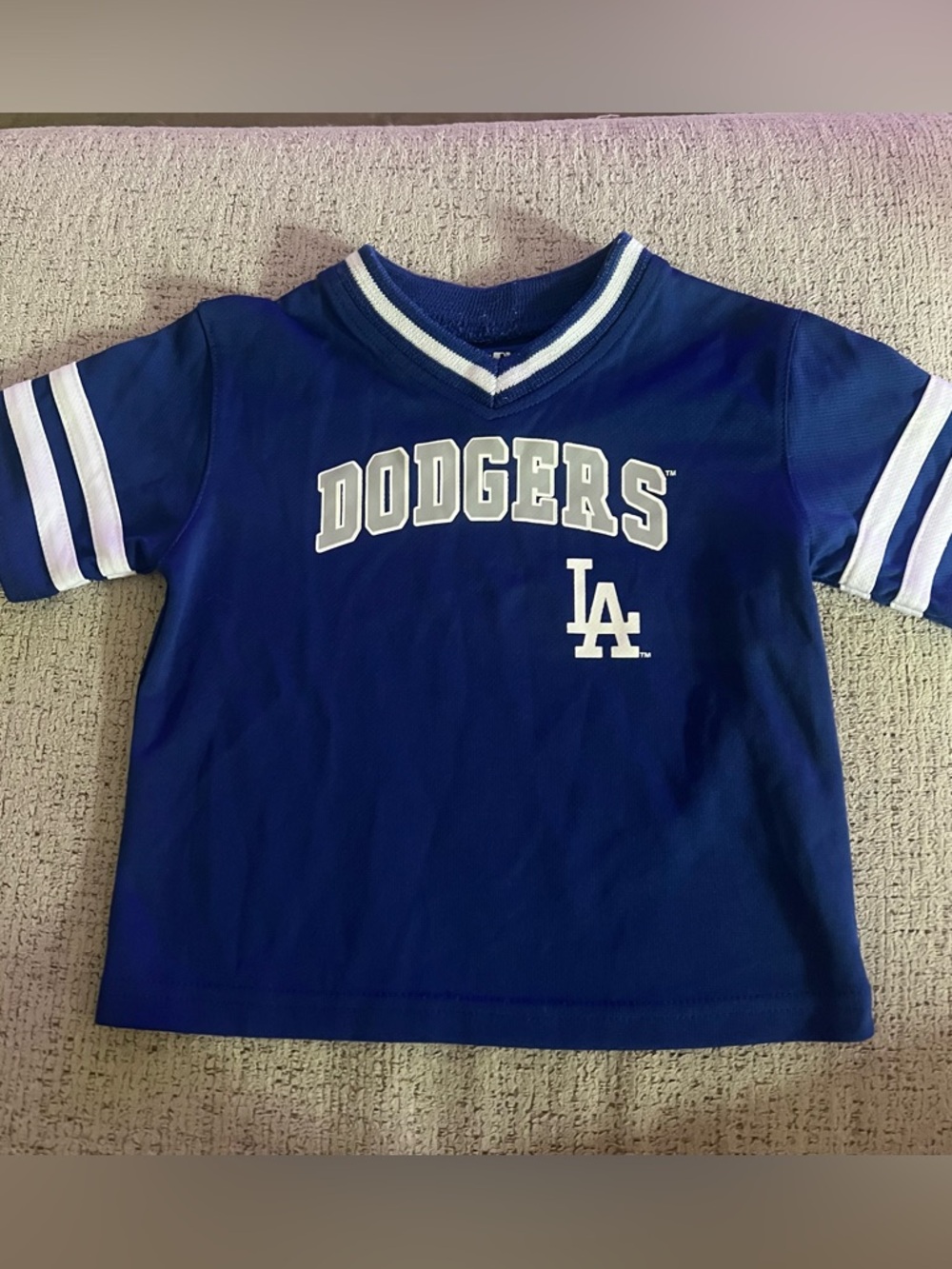 LA Dodgers Baseball Jersey Shirt Blue and White Size 12 M Baby Infant Toddler